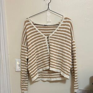 Open-Stitch Cardigan Sweater in Stripe